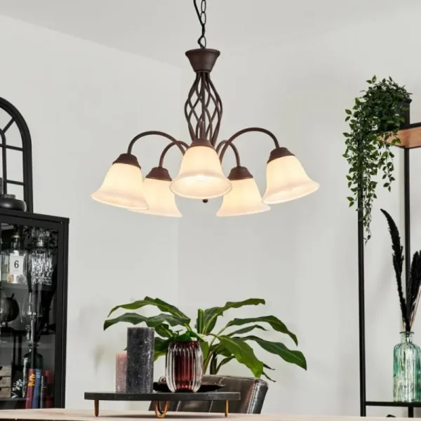 hofstein Suspension Mosquerito Rouille, 5 lumières* Lampes En Verre