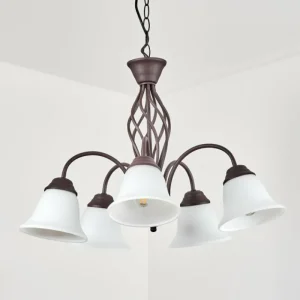 hofstein Suspension Mosquerito Rouille, 5 lumières* Lampes En Verre