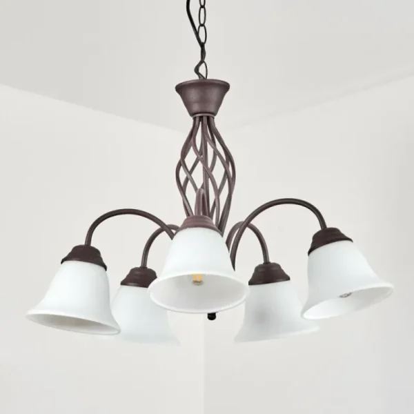 hofstein Suspension Mosquerito Rouille, 5 lumières* Lampes En Verre