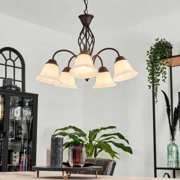 hofstein Suspension Mosquerito Rouille, 5 lumières* Lampes En Verre
