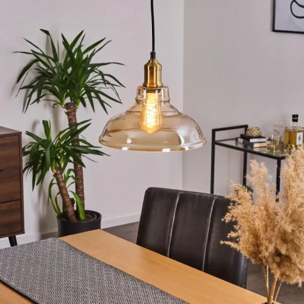 hofstein Suspension Nanao Laiton, 1 lumière* Lampes En Verre