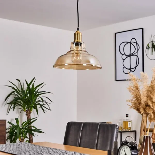 hofstein Suspension Nanao Laiton, 1 lumière* Lampes En Verre