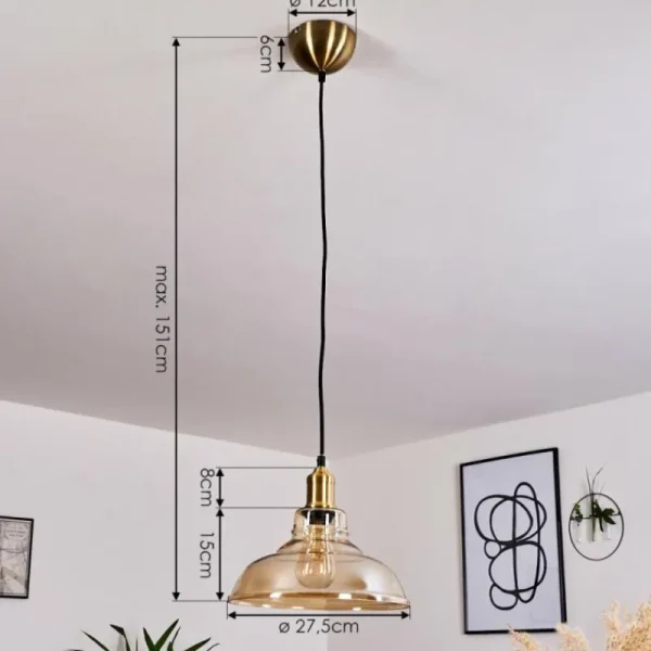 hofstein Suspension Nanao Laiton, 1 lumière* Lampes En Verre