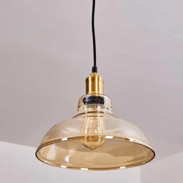 hofstein Suspension Nanao Laiton, 1 lumière* Lampes En Verre