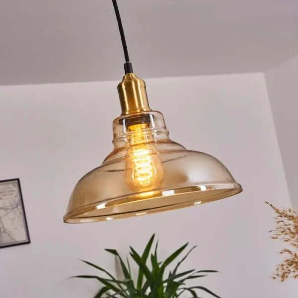 hofstein Suspension Nanao Laiton, 1 lumière* Lampes En Verre