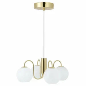 Luminaires Nordlux Suspension Nordlux FRANCA Laiton, 4 lumières* Lampes En Verre