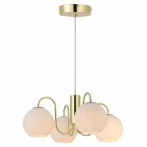 Luminaires Nordlux Suspension Nordlux FRANCA Laiton, 4 lumières* Lampes En Verre