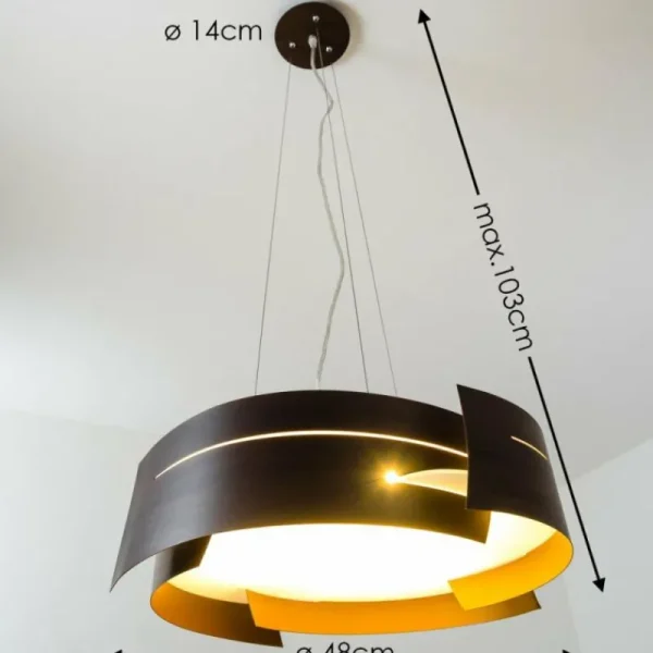 hofstein Suspension Novara Brun, 3 lumières* Lampes En Verre