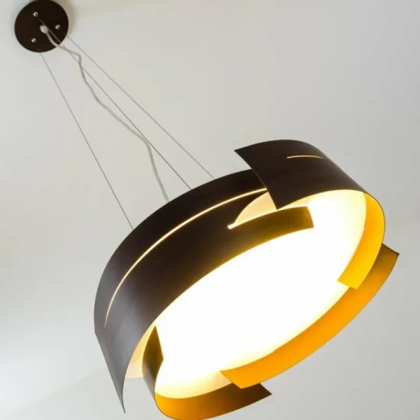 hofstein Suspension Novara Brun, 3 lumières* Lampes En Verre