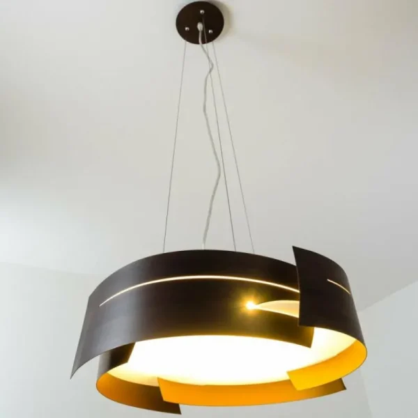 hofstein Suspension Novara Brun, 3 lumières* Lampes En Verre
