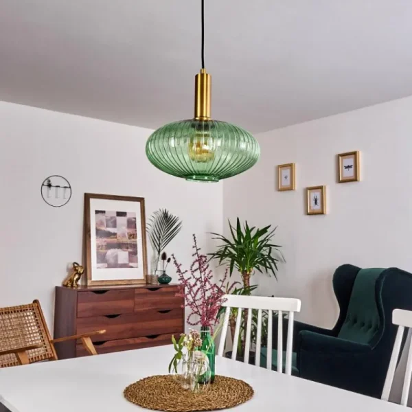 hofstein Suspension Paeni Or, Laiton, Noir, 1 lumière* Lampes En Verre