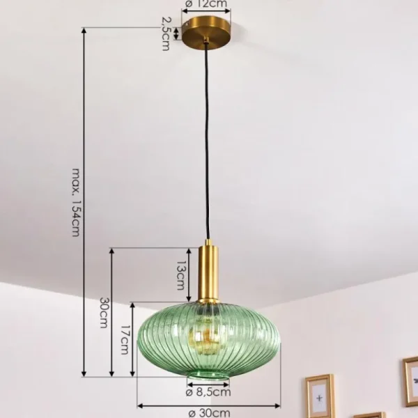 hofstein Suspension Paeni Or, Laiton, Noir, 1 lumière* Lampes En Verre