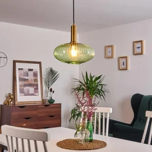 hofstein Suspension Paeni Or, Laiton, Noir, 1 lumière* Lampes En Verre