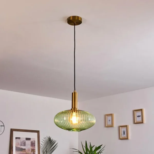 hofstein Suspension Paeni Or, Laiton, Noir, 1 lumière* Lampes En Verre