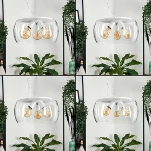 hofstein Suspension Palibatz Blanc, 3 lumières* Lampes En Verre