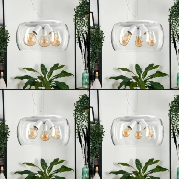 hofstein Suspension Palibatz Blanc, 3 lumières* Lampes En Verre