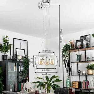 hofstein Suspension Palibatz Blanc, 3 lumières* Lampes En Verre
