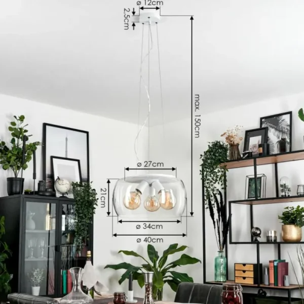 hofstein Suspension Palibatz Blanc, 3 lumières* Lampes En Verre