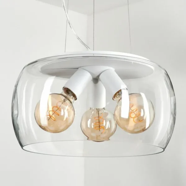 hofstein Suspension Palibatz Blanc, 3 lumières* Lampes En Verre