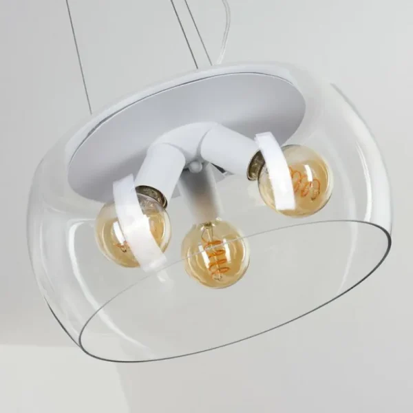 hofstein Suspension Palibatz Blanc, 3 lumières* Lampes En Verre