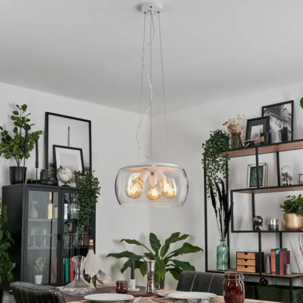 hofstein Suspension Palibatz Blanc, 3 lumières* Lampes En Verre