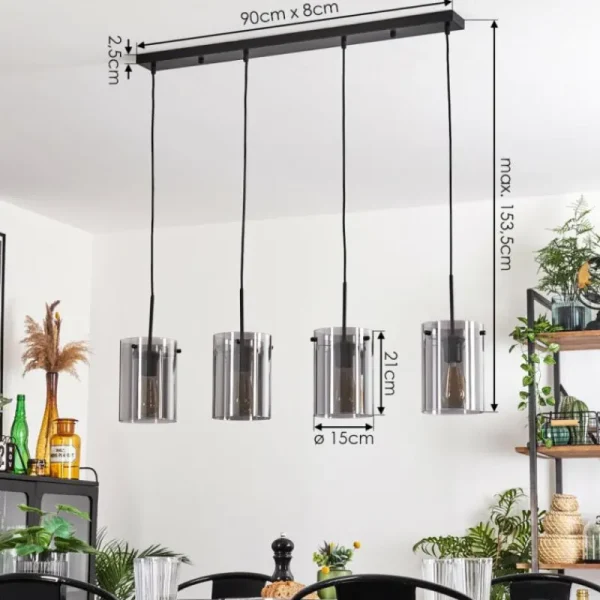 hofstein Suspension Parane Fumé, 4 lumières* Lampes Modernes