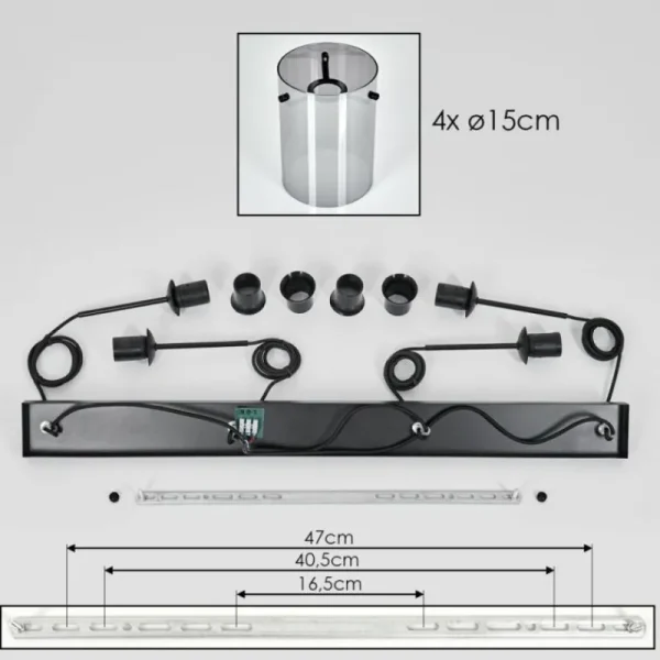 hofstein Suspension Parane Fumé, 4 lumières* Lampes Modernes