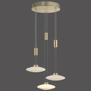 Luminaires Paul Neuhaus Suspension Paul Neuhaus LAUTADA LED Laiton, 3 lumières* Lampes En Verre