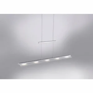 Luminaires Paul Neuhaus Suspension Paul Neuhaus NELE LED Acier inoxydable, 5 lumières* Lampes En Verre