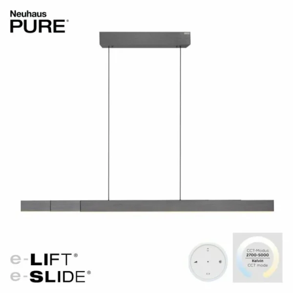 Luminaires Paul Neuhaus Suspension Paul Neuhaus PURE-MOTO-RISE LED Gris, 3 lumières, Télécommandes* Lampes En Verre