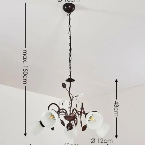 hofstein Suspension Peccia Rouille, 5 lumières* Lampes En Verre