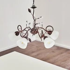 hofstein Suspension Peccia Rouille, 5 lumières* Lampes En Verre