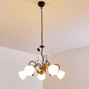 hofstein Suspension Peccia Rouille, 5 lumières* Lampes En Verre