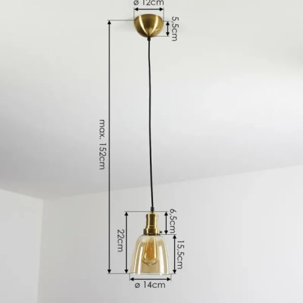 hofstein Suspension Pilesi Laiton, 1 lumière* Lampes En Verre