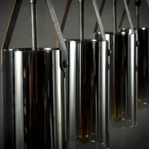 hofstein Suspension Pompehuis Acier brossé, 4 lumières* Lampes En Verre