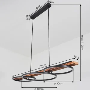 hofstein Suspension Pompu LED Brun, Noir, 3 lumières* Lampes Modernes
