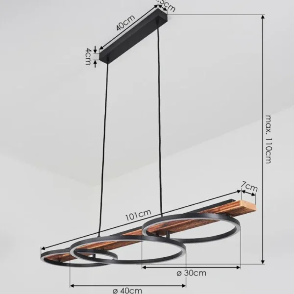 hofstein Suspension Pompu LED Brun, Noir, 3 lumières* Lampes Modernes