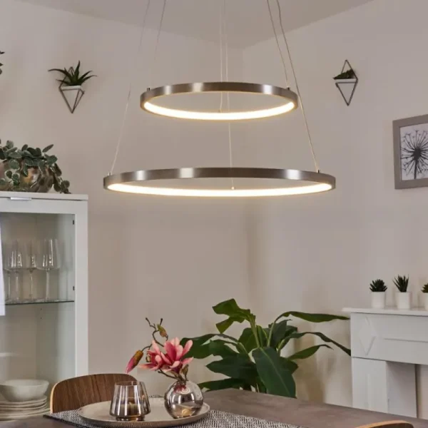 hofstein Suspension Preci LED Nickel mat, 1 lumière* Lampes Modernes