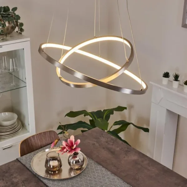 hofstein Suspension Preci LED Nickel mat, 1 lumière* Lampes Modernes