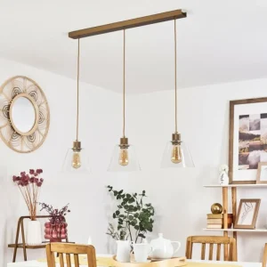 hofstein Suspension Puestito Bronze, Or, 3 lumières* Lampes En Verre