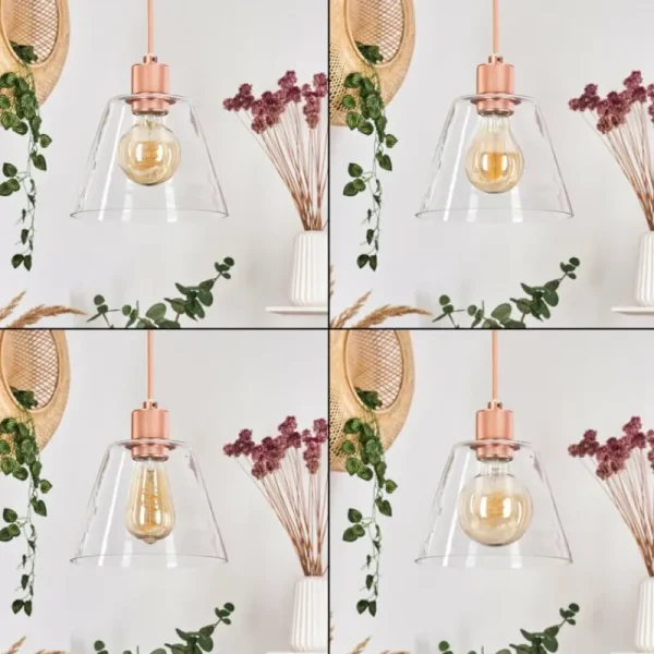 hofstein Suspension Puestito Or, Rose, 1 lumière* Lampes En Verre