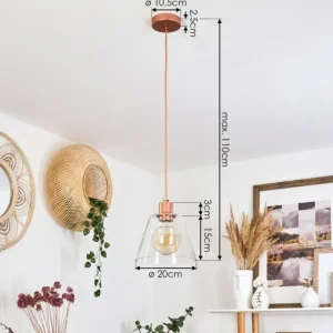 hofstein Suspension Puestito Or, Rose, 1 lumière* Lampes En Verre