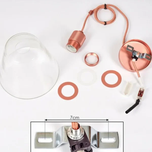 hofstein Suspension Puestito Or, Rose, 1 lumière* Lampes En Verre