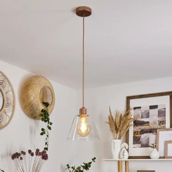 hofstein Suspension Puestito Or, Rose, 1 lumière* Lampes En Verre
