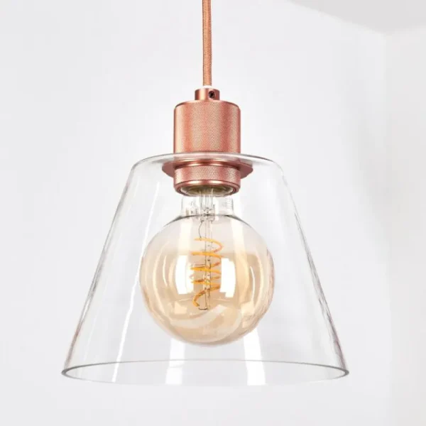 hofstein Suspension Puestito Or, Rose, 1 lumière* Lampes En Verre