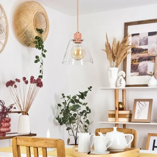 hofstein Suspension Puestito Or, Rose, 1 lumière* Lampes En Verre