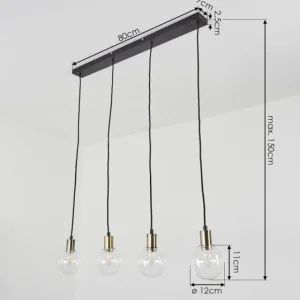 hofstein Suspension Quento Noir doré, 4 lumières* Lampes En Verre