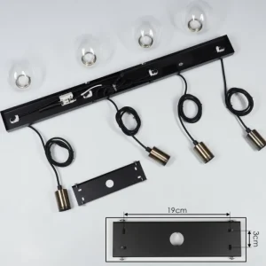hofstein Suspension Quento Noir doré, 4 lumières* Lampes En Verre