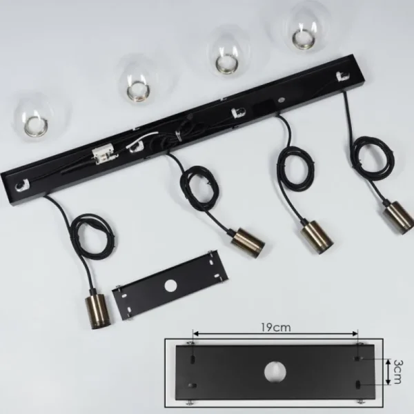 hofstein Suspension Quento Noir doré, 4 lumières* Lampes En Verre