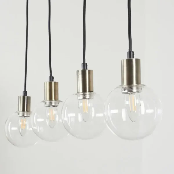 hofstein Suspension Quento Noir doré, 4 lumières* Lampes En Verre